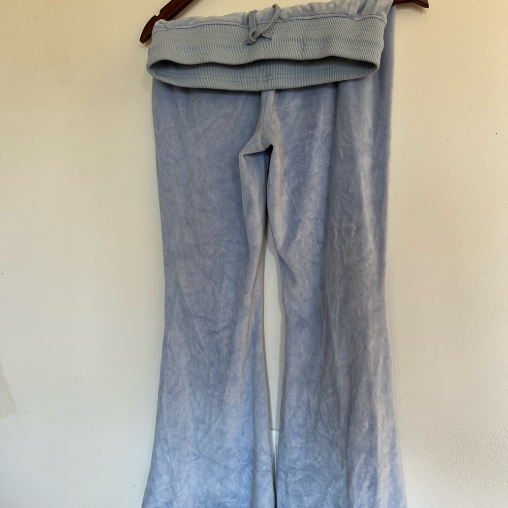 Aerie Light Blue Velvet Flare Pants